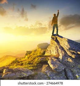 Winner on the mountain top. Sport and active life concept - Powered by Shutterstock