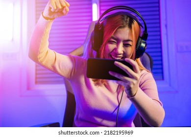 Winning Happy Gamer Playing Video Game Stock Photo 2182195969