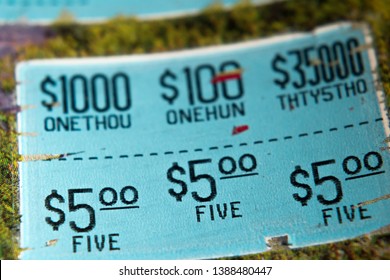 Winning Scratch Win Lottery Ticket Five Stock Photo 1388480447 ...