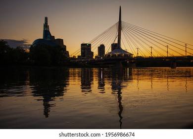 WINNIPEG MANITOBA CANADA- June 18, 2019: Crystal clear sunset over Winnipeg.