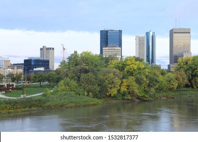 The Winnipeg, Manitoba skyline in autumn