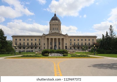 Winnipeg, Manitoba/Canada - July 7, 2018: The Manitoba Legislative Building In Beautiful Summer Day