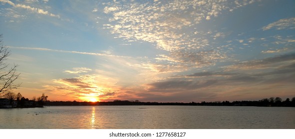 Winona Lake, Indiana At Sunset