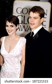 Winona Ryder, Matt Damon At The Golden Globe Awards, Circa January, 2000