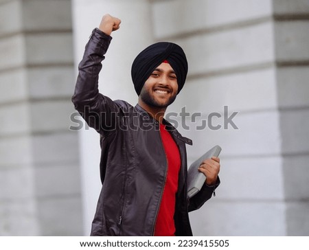 wins success happy sikh punjabi boy with confidence college young student Stock fotó © 