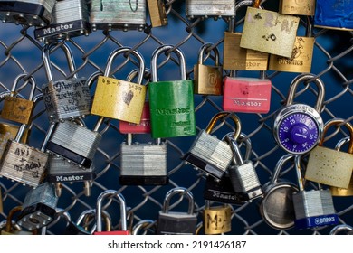 Winston Salem North Carolina United States August 18, 2022 Multiple Master Key Locks At Quarry Park