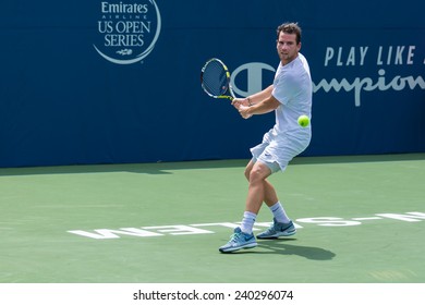 WINSTON-SALEM, NC, USA - AUGUST 19: Adrian Mannarino Plays On Center Court At The Winston-Salem Open On August 19, 2014 In Winston-Salem, NC, USA