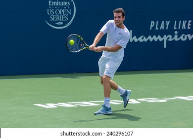 WINSTON-SALEM, NC, USA - AUGUST 19: Adrian Mannarino Plays On Center Court At The Winston-Salem Open On August 19, 2014 In Winston-Salem, NC, USA