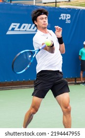 WINSTON-SALEM, NC, USA - AUGUST 20: Taro Daniel Plays Matija Pecotic On August 20, 2022 At The Winston-Salem Open In Winston-Salem, North Carolina.