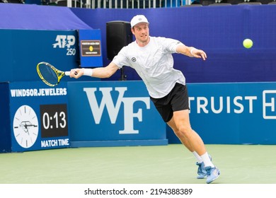 WINSTON-SALEM, NC, USA - AUGUST 25: Botic Van De Zandschulp Plays Benjamin Bonzi In The Quarterfinals On August 25, 2022 At The Winston-Salem Open In Winston-Salem, North Carolina.