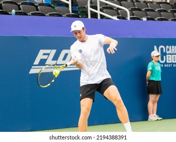 WINSTON-SALEM, NC, USA - AUGUST 25: Botic Van De Zandschulp Plays Benjamin Bonzi In The Quarterfinals On August 25, 2022 At The Winston-Salem Open In Winston-Salem, North Carolina.