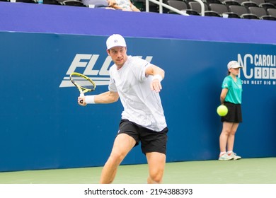 WINSTON-SALEM, NC, USA - AUGUST 25: Botic Van De Zandschulp Plays Benjamin Bonzi In The Quarterfinals On August 25, 2022 At The Winston-Salem Open In Winston-Salem, North Carolina.