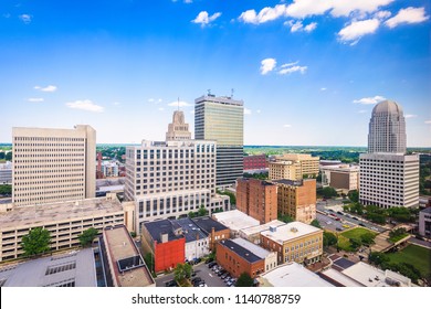 Winston-Salem, North Carolina, USA skyline from above.