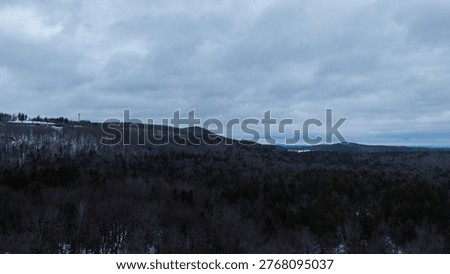 Winter aerial view featuring Hogback Mountain in Marlboro, Vermont