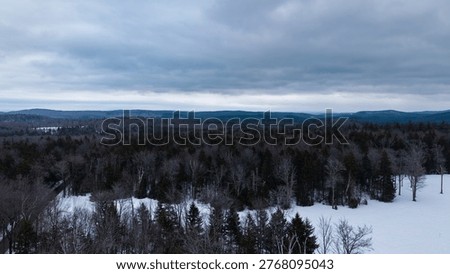 Winter aerial view featuring Hogback Mountain in Marlboro, Vermont