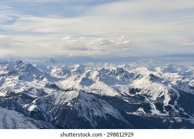 Winter Alps Mountain Range Aerial View