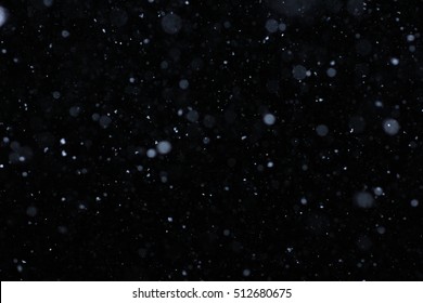 Winter Background. Falling Snow Isolated On Pure Black Background