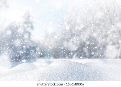 Winter background and heavy snow  Abstract snow among trees   snowdrift