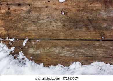 Winter Background With Snow, Wood