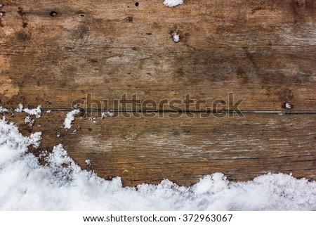winter background with snow, wood