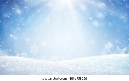 Winter Background With Snowy Hills. Greeting Winter Card