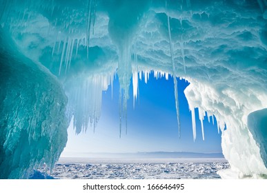 Winter Baikal. Olkhon Island. Icy Grotto