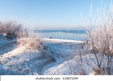 Winter Beach Of Baltic Sea. Kaliningrad Region. Russia