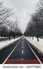 Winter Bike Path In The Park