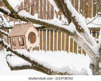 Winter Birdhouse, Bird Feeder Close-up With Sunflower Seeds