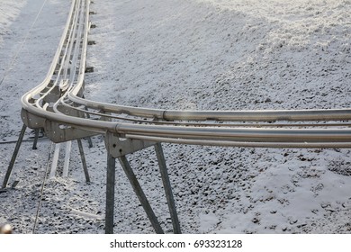 Winter bobsled track in winter
