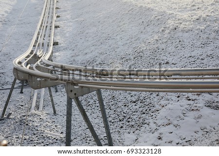Winter bobsled track in winter