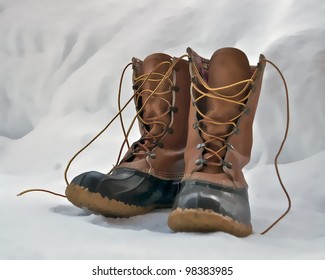 Winter Boots On Snow