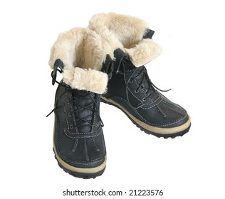 Winter Boots On A White Background