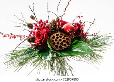 Winter Bouquet On The White Background