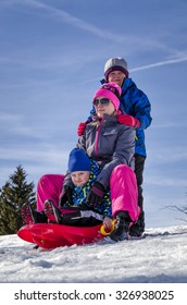 Winter Break. Family On Winter Vacation.