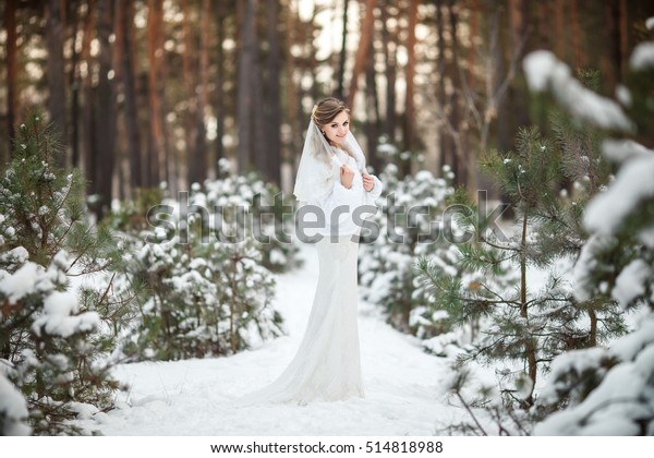 Winter Bride Portrait Beautiful Bride White Stock Photo Edit Now