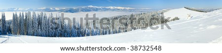 Similar – Image, Stock Photo Winter panorama with snowy mountains and snow-covered road