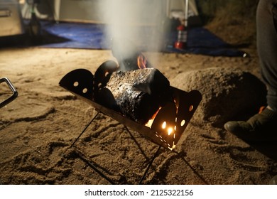 Winter Camping With Fire Pit