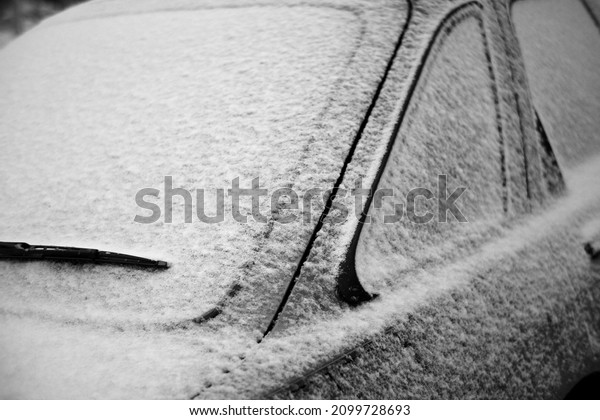 winter car covered snow\
window