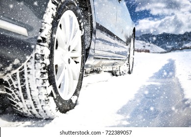 winter car and road of snow 