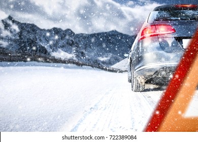 Winter Car And Road Of Snow 