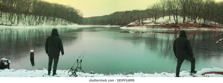 winter carp fishing on the lake