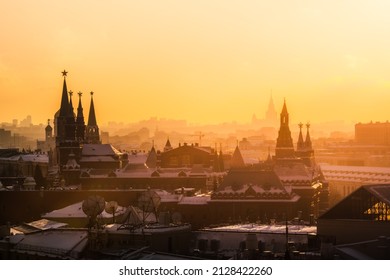 Winter City Scape Of Moscow, Russia