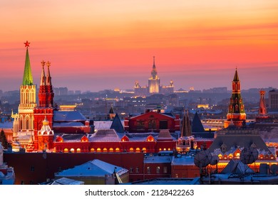 Winter City Scape Of Moscow, Russia