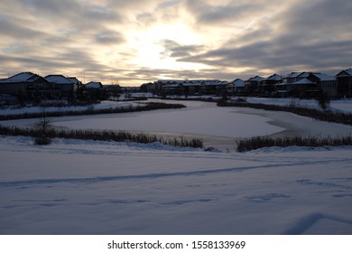 Winter City Scape Near Edmonton