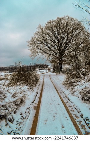 Winter countryside roads covered with first snow in Stubica (the city of Lazarevac), Serbia Stock photo © 
