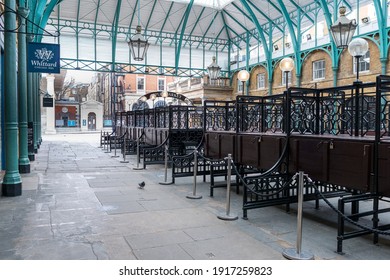 winter in Covent garden, one of the biggest flea market in UK without tourists, London, united kingdom 14 February 2021