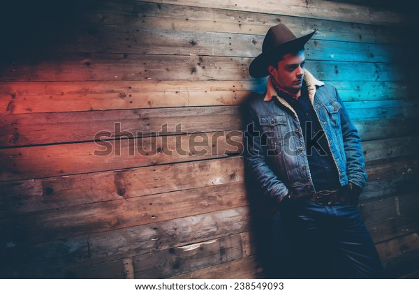 men jean cowboy hat