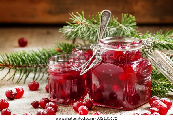 Winter Cranberry Sauce Glass Jars Fresh Stock Photo Edit Now