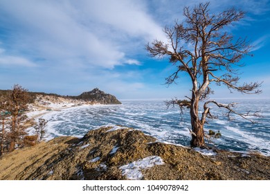 Winter Day In The Sandy Bay On Lake Baikal